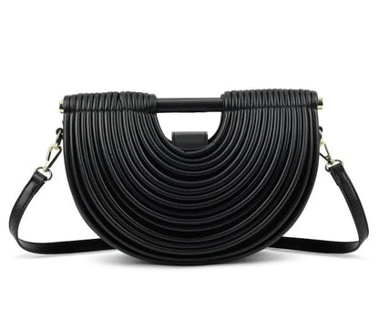Half-Moon Textured Crossbody Bag (Black)
