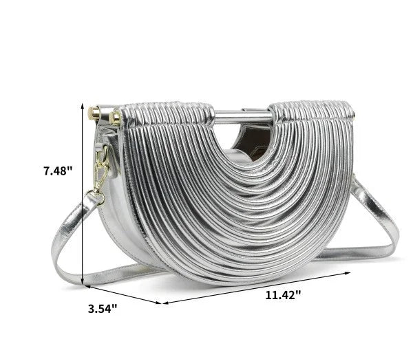 Half-Moon Textured Crossbody Bag (Black)