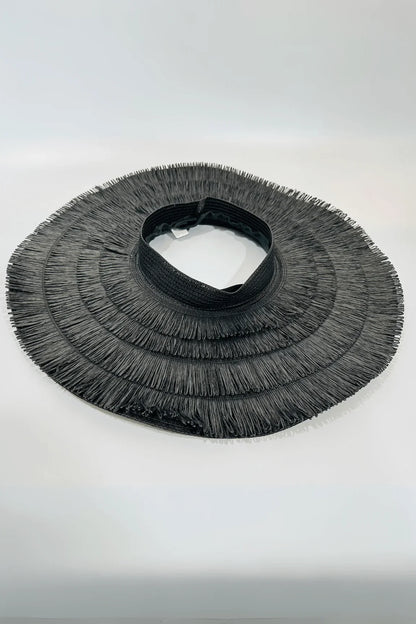 Black Sun Hat with Fringe – Vacation Vibes Essential