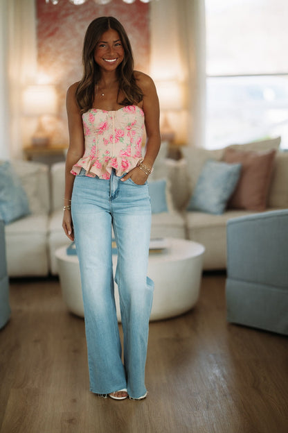 Good Idea Floral Corset Top - Pink