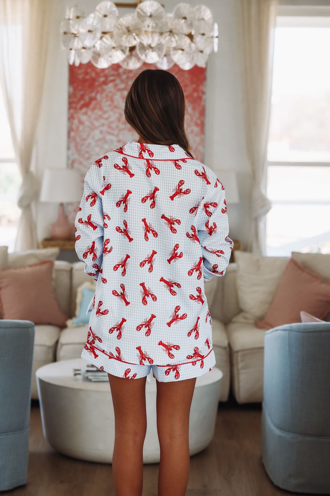 Catch of the Day Short and Top Pajama Set - Blue, White and Red