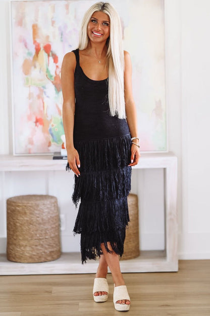 Drinks on the Beach Midi Dress - Black