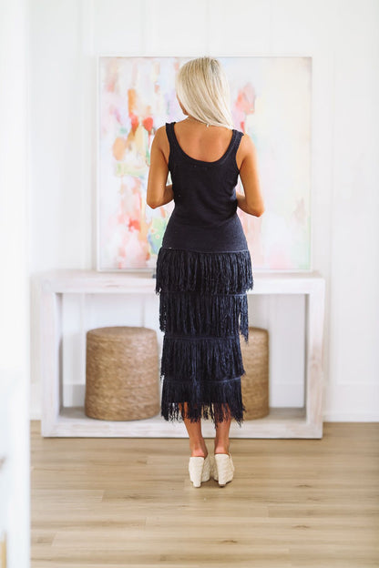 Drinks on the Beach Midi Dress - Black