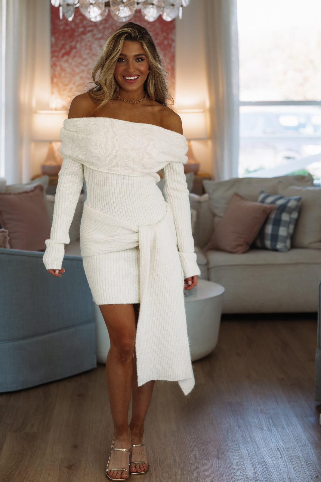 All Or Nothing Sweater Mini Dress - Ivory