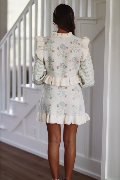 My Crush Knit Top and Skirt Set - Cream