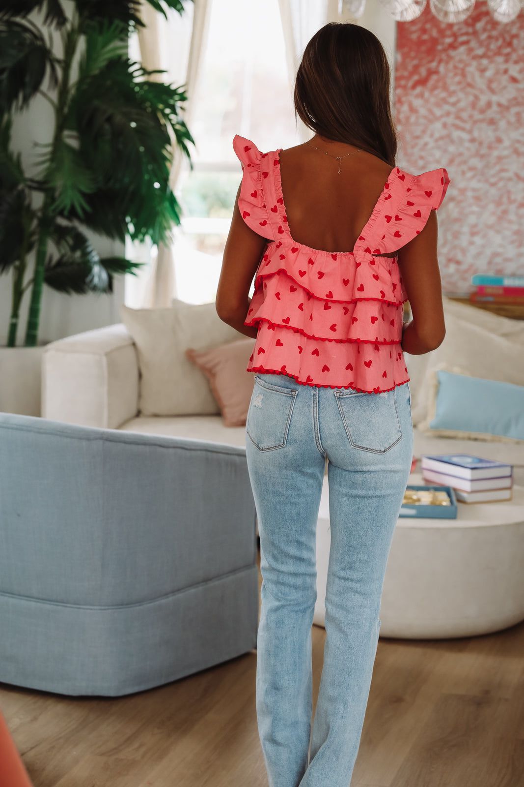 Open My Heart Crop Top - Red and Pink