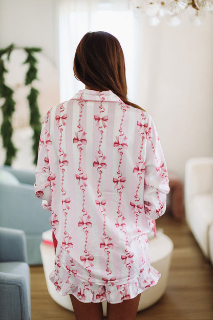 Ribbons and Bows Pajama Shorts - Pink