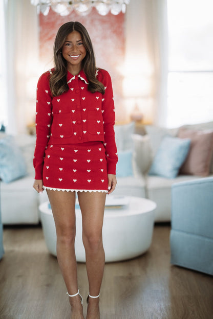 Hearts Abound Sweater - Red