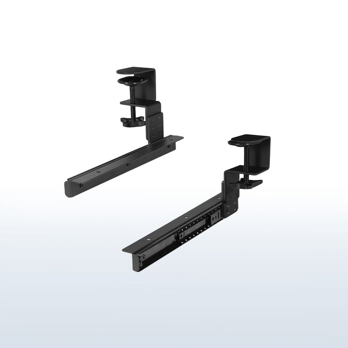 Sturdy height adjustable clamp and rail set for custom wood tray.