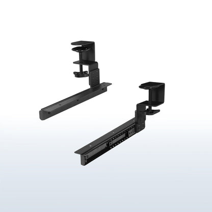 Sturdy height adjustable clamp and rail set for custom wood tray.