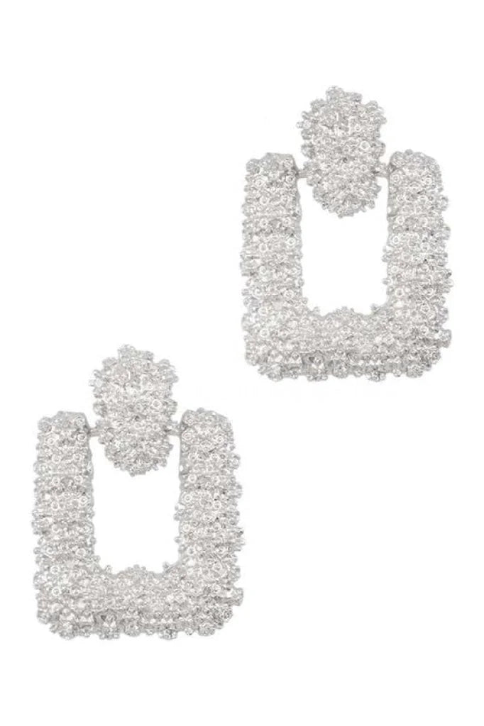 Hint Drop Rectangle Drop Earrings with Textured Finish