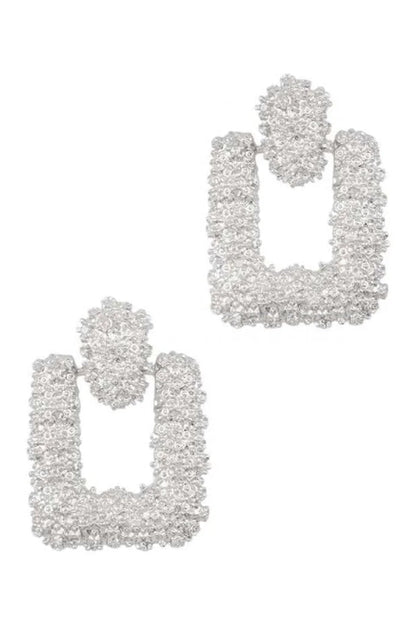 Hint Drop Rectangle Drop Earrings with Textured Finish