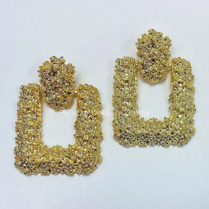 Hint Drop Rectangle Drop Earrings with Textured Finish