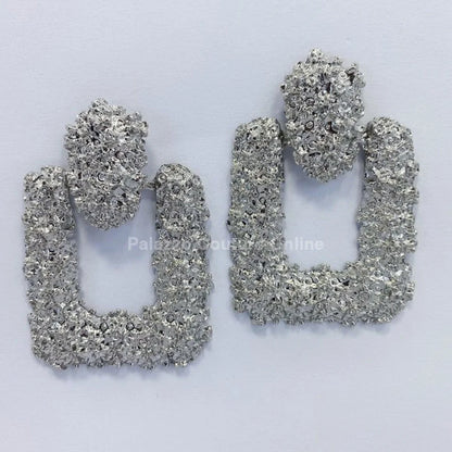 Hint Drop Rectangle Drop Earrings with Textured Finish
