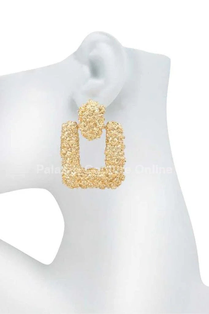 Hint Drop Rectangle Drop Earrings with Textured Finish
