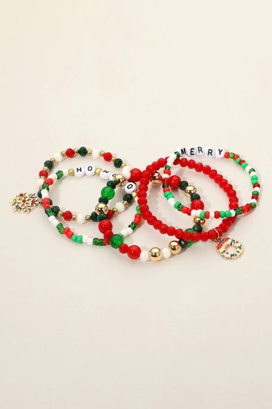 Holiday Merry Ho Ho Ho Layered Bracelet Set