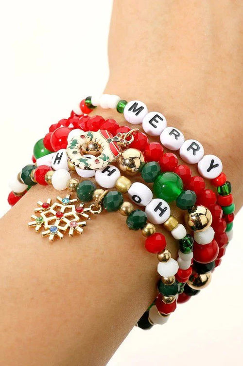 Holiday Merry Ho Ho Ho Layered Bracelet Set