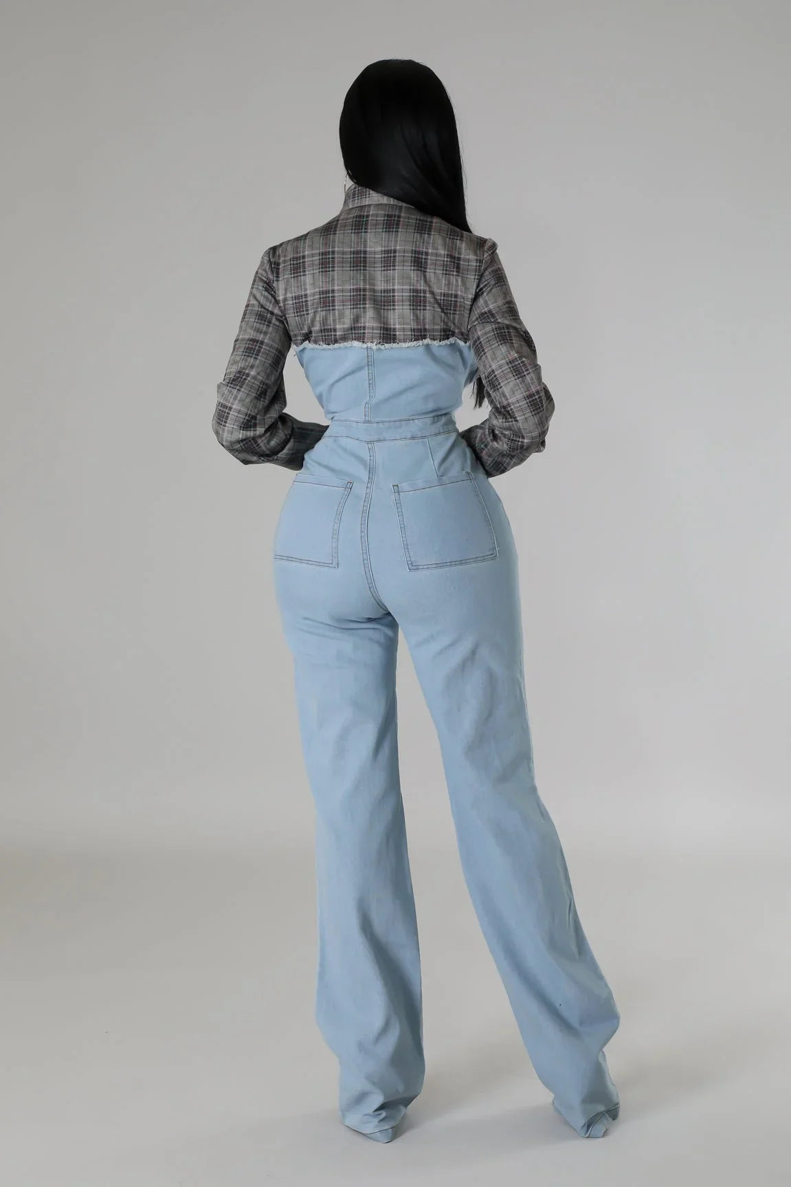Hues Of Love Denim Jumpsuit with Stretch & Contrast Detail