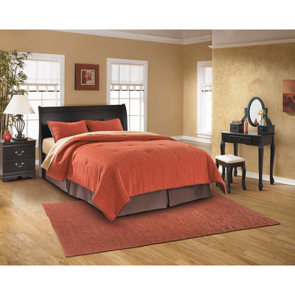 A room setting featuring Huey Vineyard Black Queen Sleigh Headboard