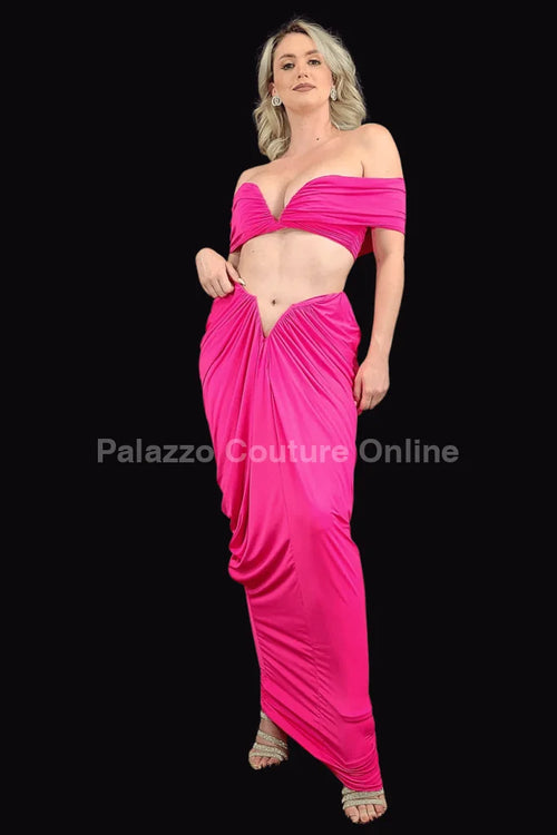 I Dream of Genie Ruched Skirt Set – Fuchsia Ruched Skirt Set