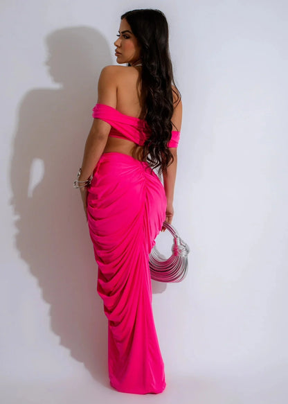 I Dream of Genie Ruched Skirt Set – Fuchsia Ruched Skirt Set