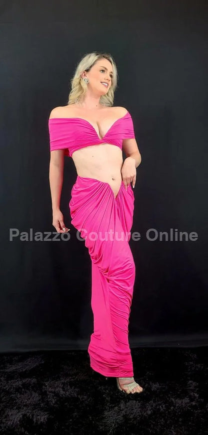 I Dream of Genie Ruched Skirt Set – Fuchsia Ruched Skirt Set