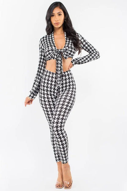 I Said So Pant Set with Houndstooth Print