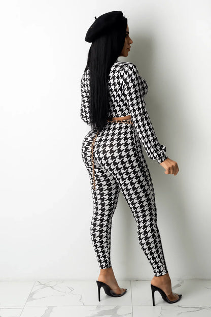 I Said So Pant Set with Houndstooth Print