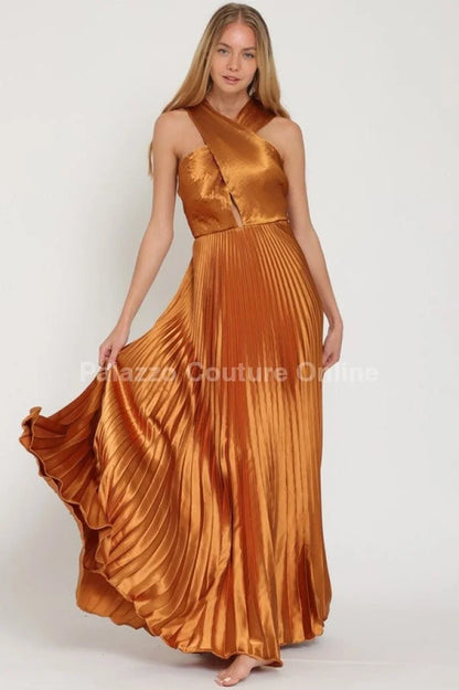 Idalia New Year’s Eve Princess Maxi Dress (Golden Camel)