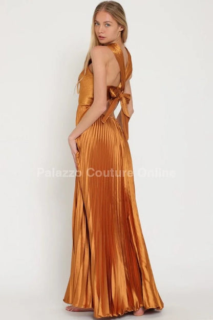 Idalia New Year’s Eve Princess Maxi Dress (Golden Camel)