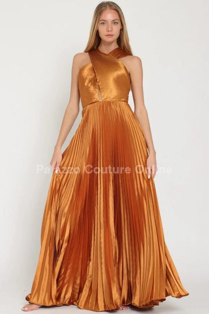 Idalia New Year’s Eve Princess Maxi Dress (Golden Camel)