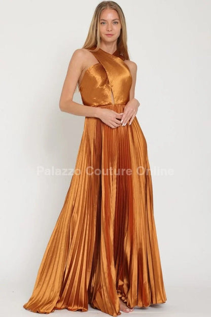 Idalia New Year’s Eve Princess Maxi Dress (Golden Camel)