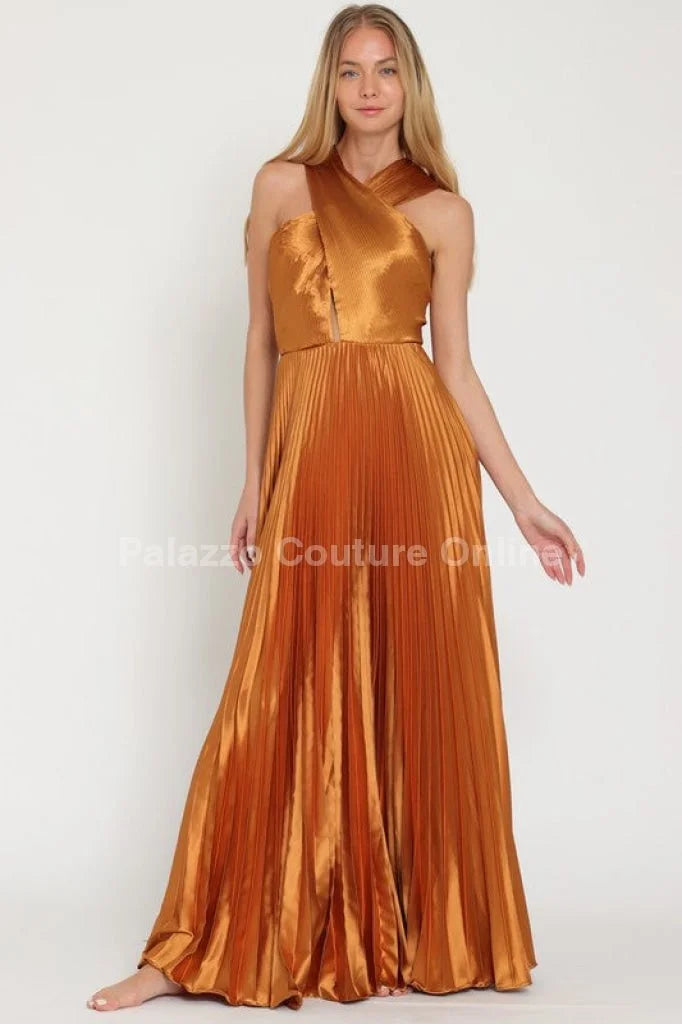 Idalia New Year’s Eve Princess Maxi Dress (Golden Camel)