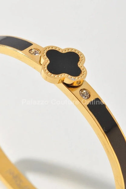 Imagine Clover Gold Bangle Bracelet