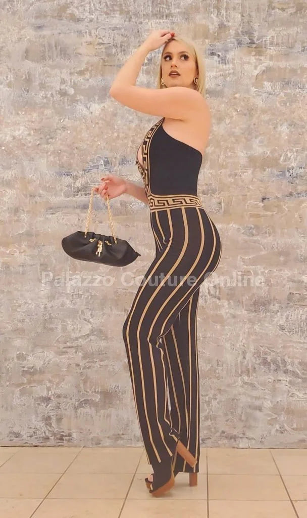 Kelly Knit Jumpsuit (Black/Khaki)