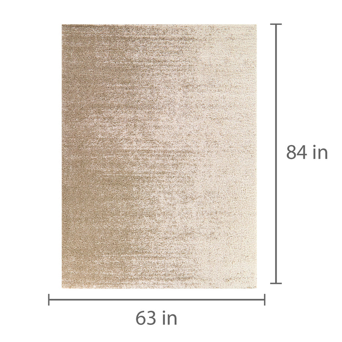 Detail image of Kenoyer Cream 5x8 Modern Area Rug with overlay of product dimensions