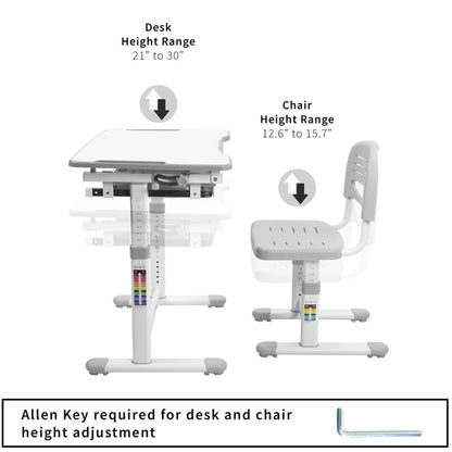 Adjustable seat and desk frame of children's desk to adapt to growth.