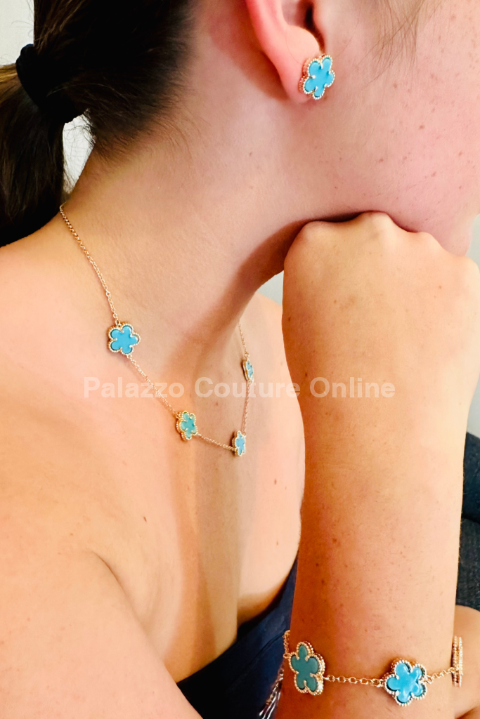 Kiss From a Rose Earrings (Turquoise )