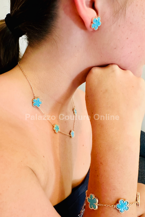 Kiss From a Rose Earrings (Turquoise )