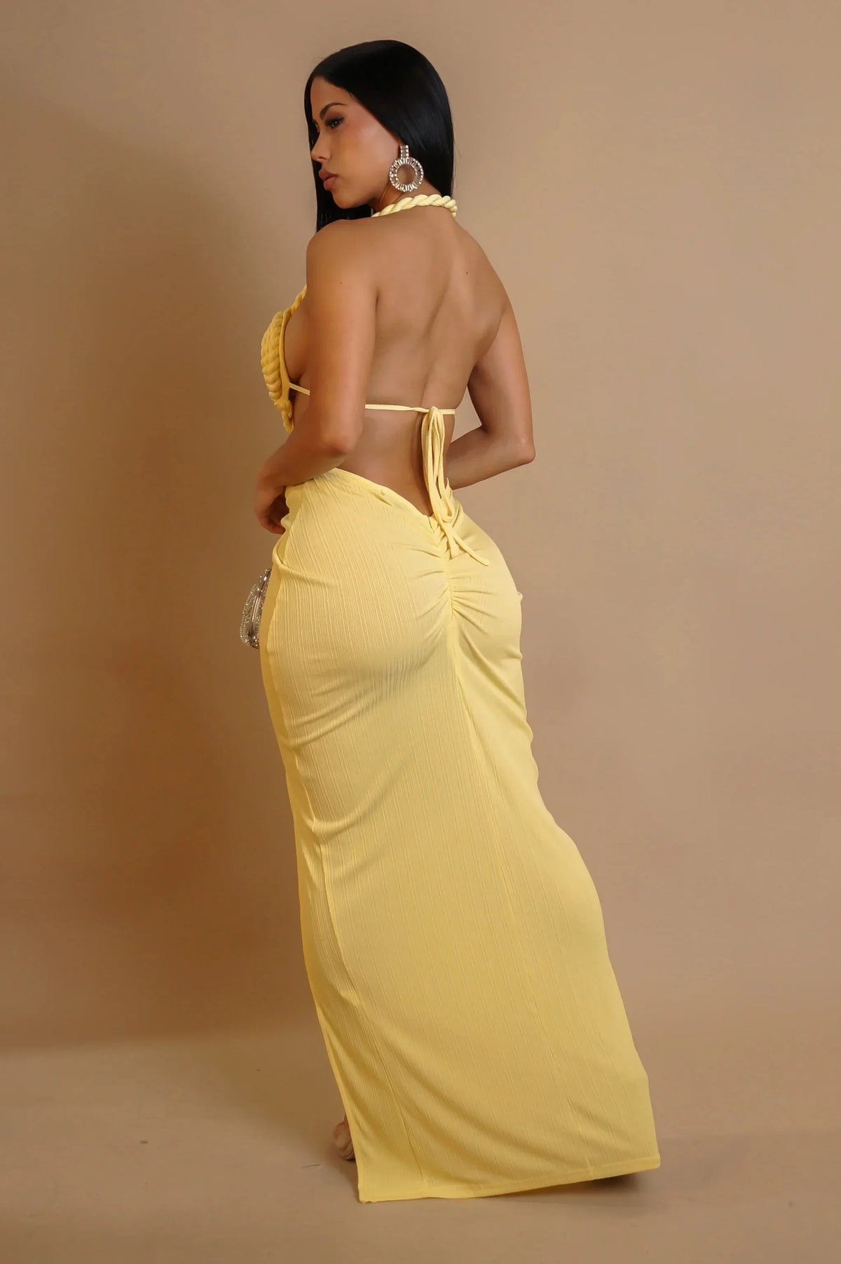 Knotted Temptation Cut-Out Maxi Dress - Yellow