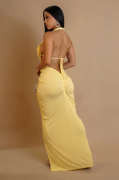 Knotted Temptation Cut-Out Maxi Dress - Yellow