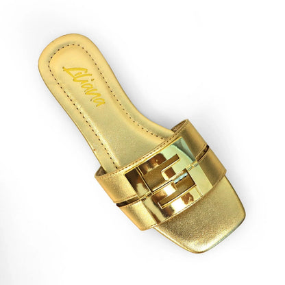 Kyra Signature Flat Sandals Gold