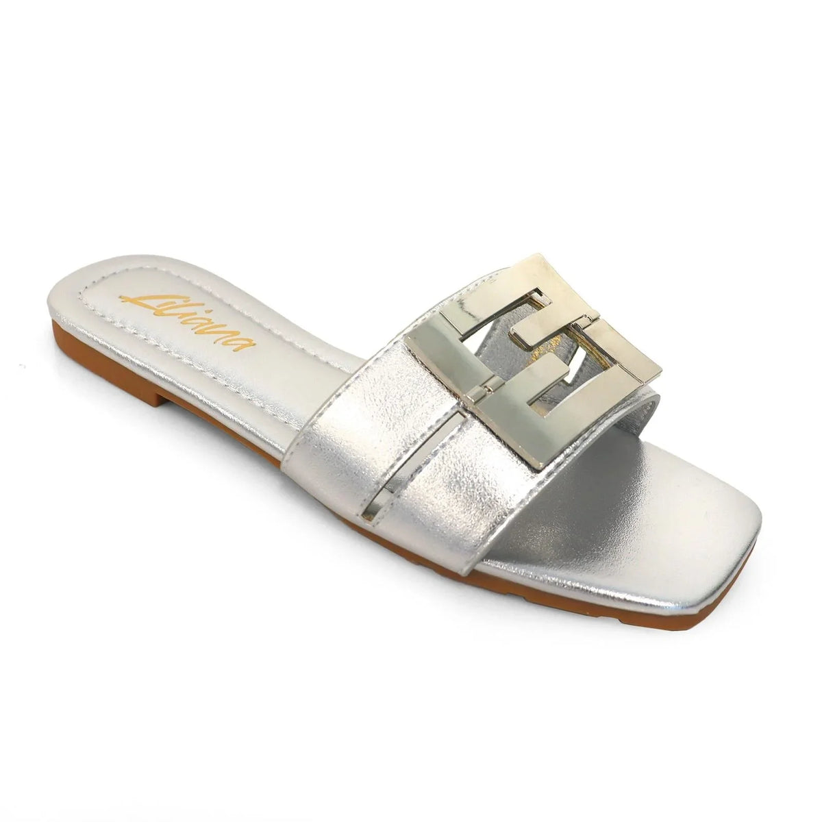 Kyra Signature Flat Sandals Silver