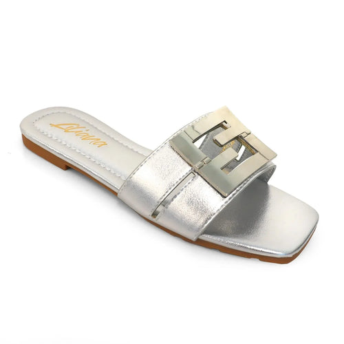 Kyra Signature Flat Sandals Silver