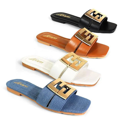 Kyra Signature Flat Sandals Tan