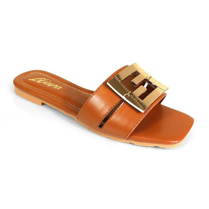 Kyra Signature Flat Sandals Tan