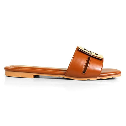 Kyra Signature Flat Sandals Tan
