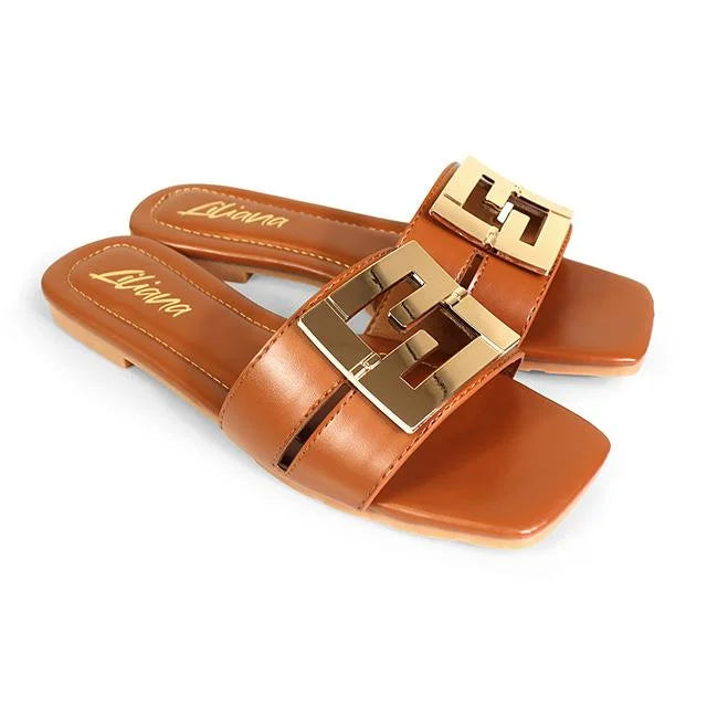 Kyra Signature Flat Sandals Tan