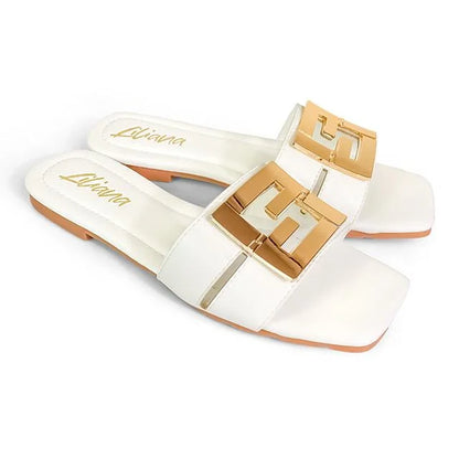 Kyra Signature Flat Sandals White