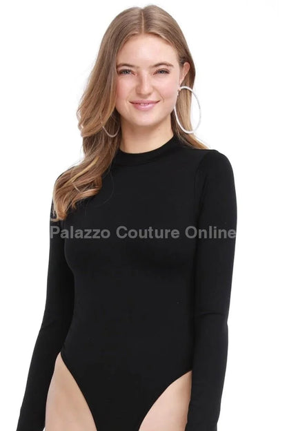Lara High Crotch Mockneck Bodysuit (Black)